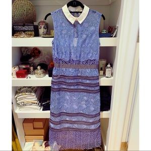 Self Portrait sleeveless lace dress with collar